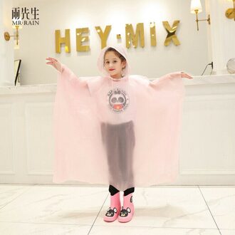 Mannen Vrouwen Unisex Transparante Waterdichte Jas Eva Hooded Volwassen Regenjas Plastic Herbruikbare Regenjas Poncho Regenkleding roze Child