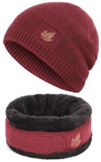 Mannen Vrouwen Unisex Winter Beanie Hoeden Sjaal Set Warm Knit Hoeden Skull Cap Fleece Voering Halswarmer Winter Hoed & sjaal Set JR