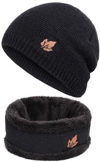 Mannen Vrouwen Unisex Winter Beanie Hoeden Sjaal Set Warm Knit Hoeden Skull Cap Fleece Voering Halswarmer Winter Hoed & sjaal Set