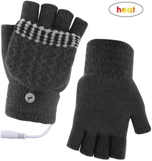 mannen vrouwen USB Verwarming Handschoenen Hand Warmers Winter Warme Wanten Hand Laptop Half Vingerloze Handschoenen grijs