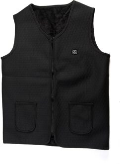 Mannen Vrouwen Verstelbare Temperatuur Energiebesparing Vest Elektrische Verwarming Jas USB Warme Jas Rits zwart XXXL