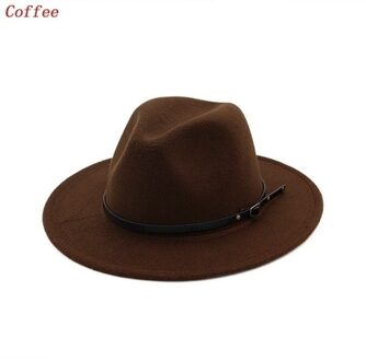 Mannen/Vrouwen Vintage Brede Rand Hoed Kerk Party Dames Vilt Jazz Cap Cowboy Party Hoed koffie