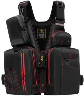 Mannen Vrouwen Vissen Zwemvest Outdoor Ademend Meerdere Zakken Floatation Vest Volwassenen Drijfvermogen Vest Zwemvest Rood