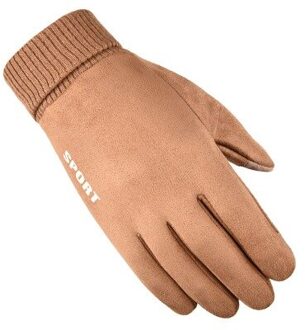 Mannen Vrouwen Volledige Vingers Handschoenen Winter Touchscreen Thicken Warm Glove Siliconen Anti Slip Voor Cycling Bike Fiets Sport Wanten A khaki