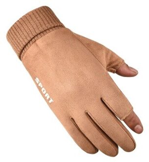 Mannen Vrouwen Volledige Vingers Handschoenen Winter Touchscreen Thicken Warm Glove Siliconen Anti Slip Voor Cycling Bike Fiets Sport Wanten B khaki