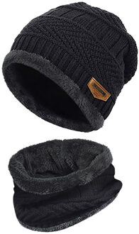 Mannen Warm Beanie Winter Dikker Hoed En Sjaal Tweedelige Gebreide Winddicht Cap Herfst En Winter Warm Thicken Winter muts Sjaal Handschoenen