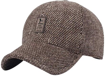 Mannen Winter Oorklep Baseball Cap Katoen Geschikt Voor Winter Outdoor Running Zonneklep Baseball Cap Hoed Effen Kleur Verstelbare Cap khaki