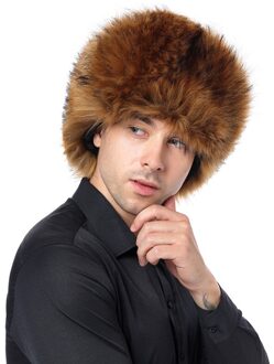 Mannen Winter Trapper Hoed Pluche Synthetische Lederen Russische Trapper Hoeden Koude-Proof NOV99 kameel