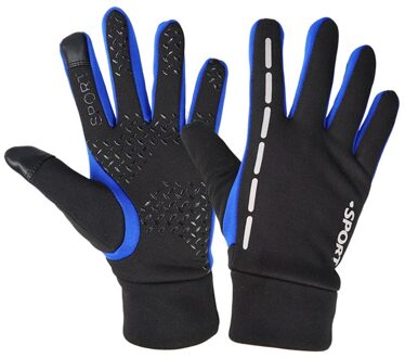 Mannen Winter Warme Handschoenen Waterdicht Winddicht Handschoenen Touchscreen Voor Fietsen Volledige Vinger Dikker Unisex Fietsen Bescherming Handschoenen Blauw / L