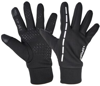 Mannen Winter Warme Handschoenen Waterdicht Winddicht Handschoenen Touchscreen Voor Fietsen Volledige Vinger Dikker Unisex Fietsen Bescherming Handschoenen zwart / L