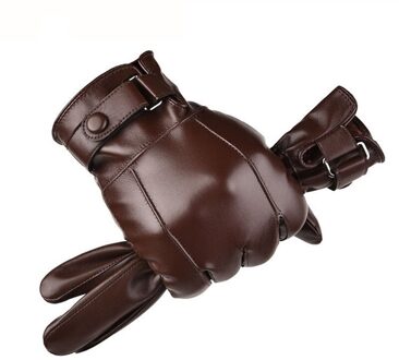 Mannen Winter Warme Mode Waterdichte Handschoenen Mannen Faux Leer Rijden Handschoenen Dunne Lederen Handschoenen Voor Touch Screen Bruin Guantes kameel
