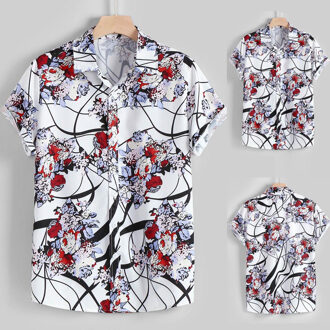 Mannen Zomer Mode Toevallige Revers Patroon Print Korte Mouw Blouse casual blouse dagelijkse dragen blouses en top XXXL