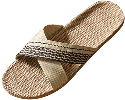 Mannen Zomer Slippers Thuis Paar Indoor Slippers Linnen Cross Dagelijks Slippers Zachte Bodem Slipper Mode Резкий Поворот Tongen 42-43