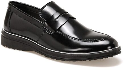 Mannen Zwarte Faux Lederen Schoenen Hoofd Lederen Zachte Non-Slip Rubber Loafers Man Casual Lederen 45