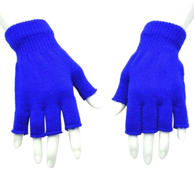 Mannen Zwarte Gebreide Vingerloze Handschoenen Herfst Winter Outdoor Stretch Elastische Warme Half Vinger Fietsen Handschoenen blauw