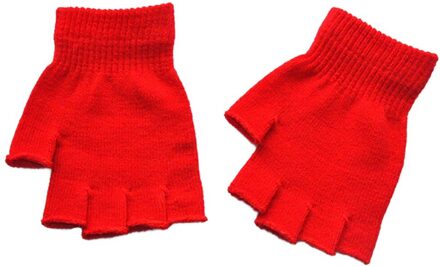 Mannen Zwarte Gebreide Vingerloze Handschoenen Herfst Winter Outdoor Stretch Elastische Warme Half Vinger Fietsen Handschoenen rood