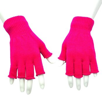 Mannen Zwarte Gebreide Vingerloze Handschoenen Herfst Winter Outdoor Stretch Elastische Warme Half Vinger Fietsen Handschoenen roze