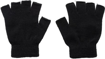 Mannen Zwarte Gebreide Vingerloze Handschoenen Herfst Winter Outdoor Stretch Elastische Warme Half Vinger Fietsen Handschoenen