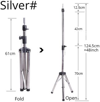 Mannequin Hoofd Stand Verstelbare Pruik Stand Statief Voor Kappers Training Kosmetiek Mannequin Training Metal Ondersteuning Statief zilver medium