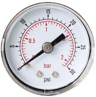 Manometer 40Mm 1/8 Bspt Achter Back 15,30,60.100,160,300 Psi & Bar Voor Lucht, gas, Water, Brandstof wit