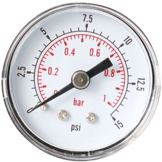 Manometer 40Mm 1/8 Bspt Achter Back 15,30,60.100,160,300 Psi & Bar Voor Lucht, gas, Water, Brandstof zwart