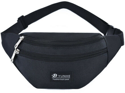 Mans Womens Fanny Pack Water Proof Telefoon Bum Bag Taille Pocket Pouch Riem Taille zwart