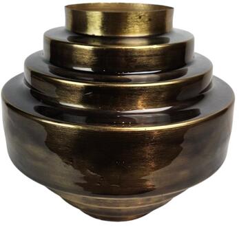 mansion atmosphere Bloemen vaas metaal 25x25x24cm bruin