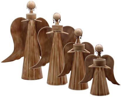 mansion atmosphere Engel met theelichthouder 13x11x17,5cm bruin