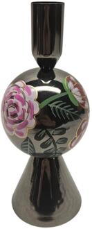 mansion atmosphere Kandelaar chrysant zwart 7,5x7,5x18,5cm