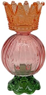 mansion atmosphere Kandelaar met kroon oranje 8x15,5cm