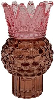 mansion atmosphere Kandelaar met kroon rood 8x13,8cm roze