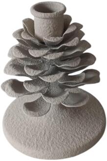 mansion atmosphere Kandelaar Pinecone wit 9,5x9,5x11,5cm grijs