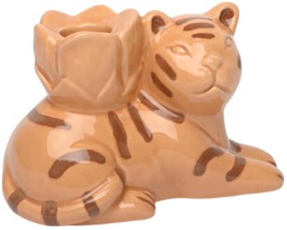 mansion atmosphere Kandelaar tijger crème 12,5x7,5x8,5cm bruin