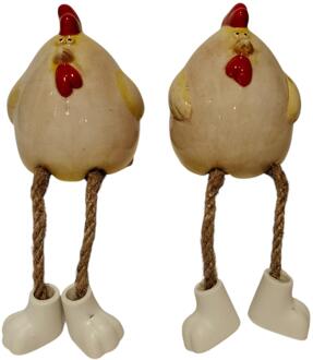 mansion atmosphere Kip met bungelbeentjes 6,5x7x7,8cm wit