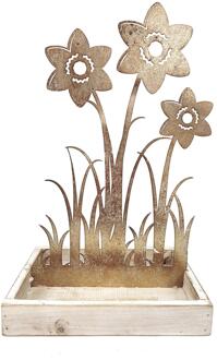 mansion atmosphere Ornament tulpen dienblad 20,7x14x25,7cm bruin