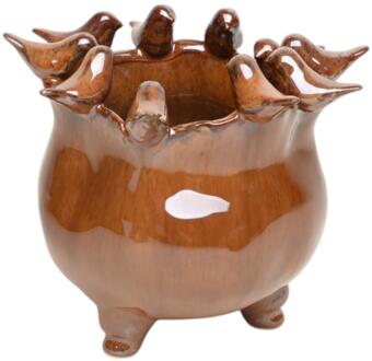 mansion atmosphere Pot Fedde keramiek bruin 18,8x17,8x16cm