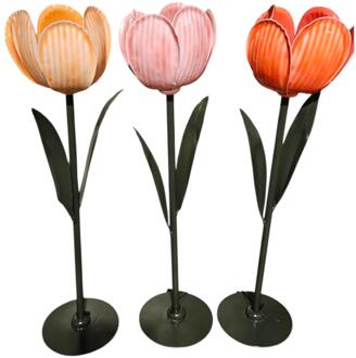 mansion atmosphere Theelichthouder tulp metaal H40cm verschillende