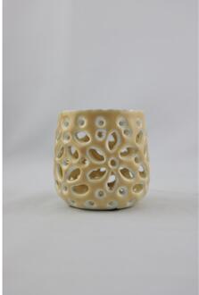 mansion atmosphere Waxinelichthouder beige 8x8x7cm bruin