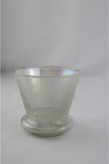 mansion atmosphere Waxinelichthouder glas 12x12x12cm grijs