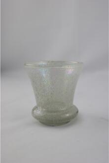 mansion atmosphere Waxinelichthouder glas 8x8x8cm grijs