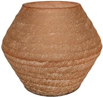 mansion atmosphere Waxinelichthouder glas roze 11x11x9cm