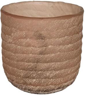 mansion atmosphere Waxinelichthouder glas roze 9x9x9cm