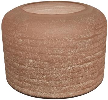 mansion atmosphere Waxinelichthouder glas roze L 18x13cm