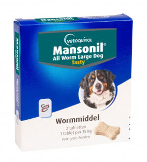 Mansonil All Worm Xl Dog Tasty Bone - Anti wormenmiddel - 2 tab 1 Tab Per 35kg