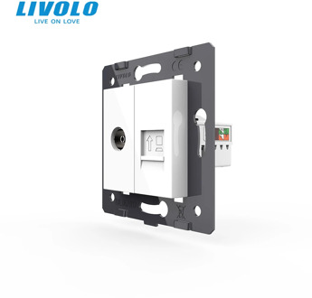 Manufacture Livolo, 2 Gangs Wall Computer and TV Socket / Outlet VL-C7-1VC-11, Without Plug adapter