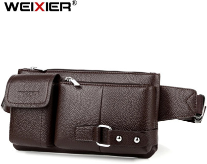 Many Departments Waist Bag Men Soft Leather Waist Pack Big Capacity Male Belt Bag Adjustabletravl Fanny Pack Travel Chest Bag