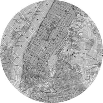 Map Vlies Fotobehang 125x125cm Rond Multikleur