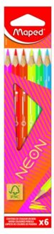 Maped kleurpotloden neon, set van 6 stuks