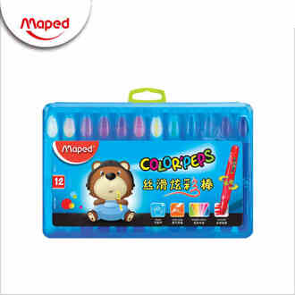 Maped Kleurrijke Zijdeachtige Kleurpotloden 6/12/24/36 Kleuren Set Water-Oplosbare Roterende Olieverfschilderij Stok Kind Verf borstel Plastic Case 12 kleuren reeks