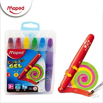 Maped Kleurrijke Zijdeachtige Kleurpotloden 6/12/24/36 Kleuren Set Water-Oplosbare Roterende Olieverfschilderij Stok Kind Verf borstel Plastic Case 6 kleuren reeks